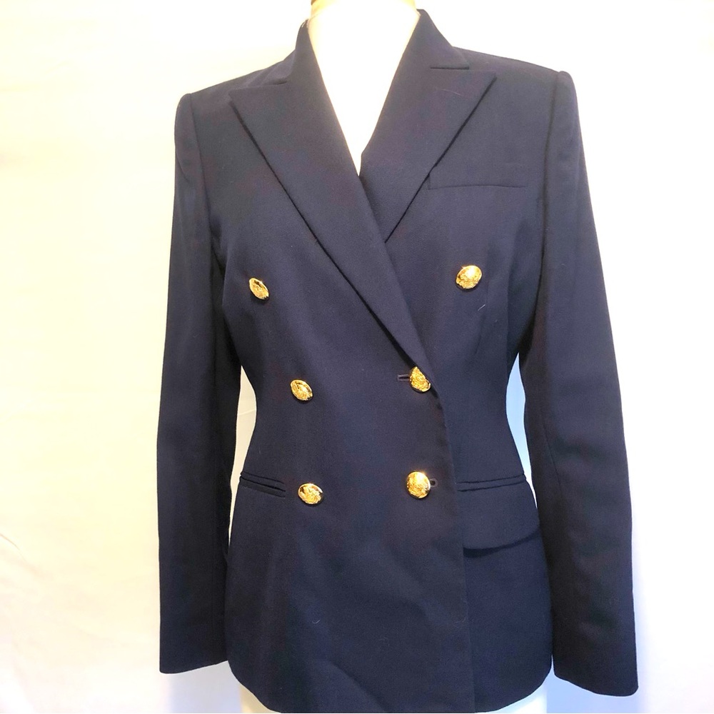 Lauren Ralph Lauren Navy Double-Breasted Blazer with Gold Buttons